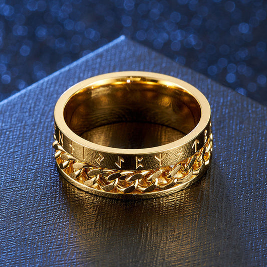 Anel de Corrente Nórdico em Aço Titânio