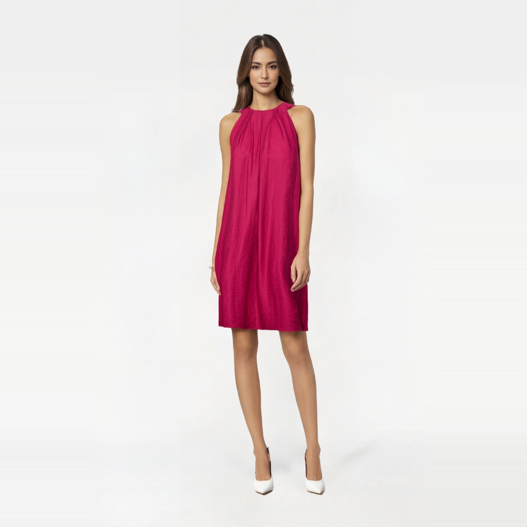 SHORT DRESS WITH DUMBBELL NECKLINE EVALINA
