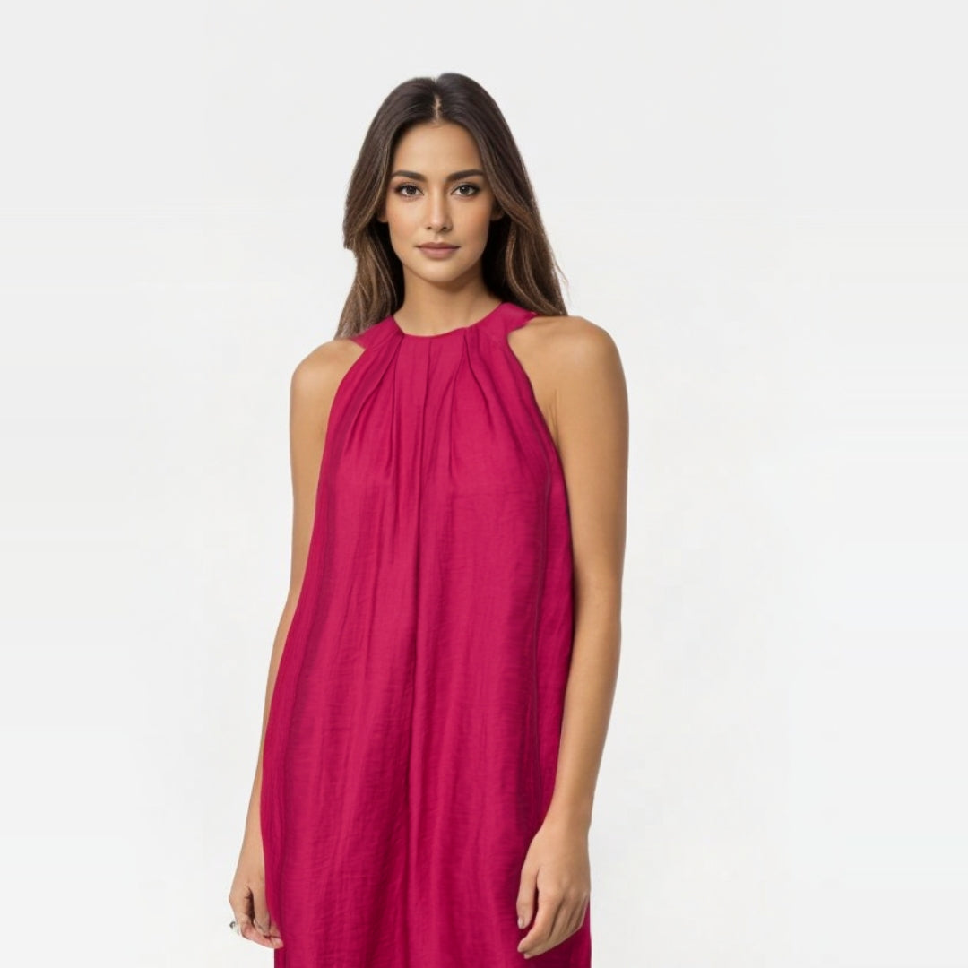 SHORT DRESS WITH DUMBBELL NECKLINE EVALINA