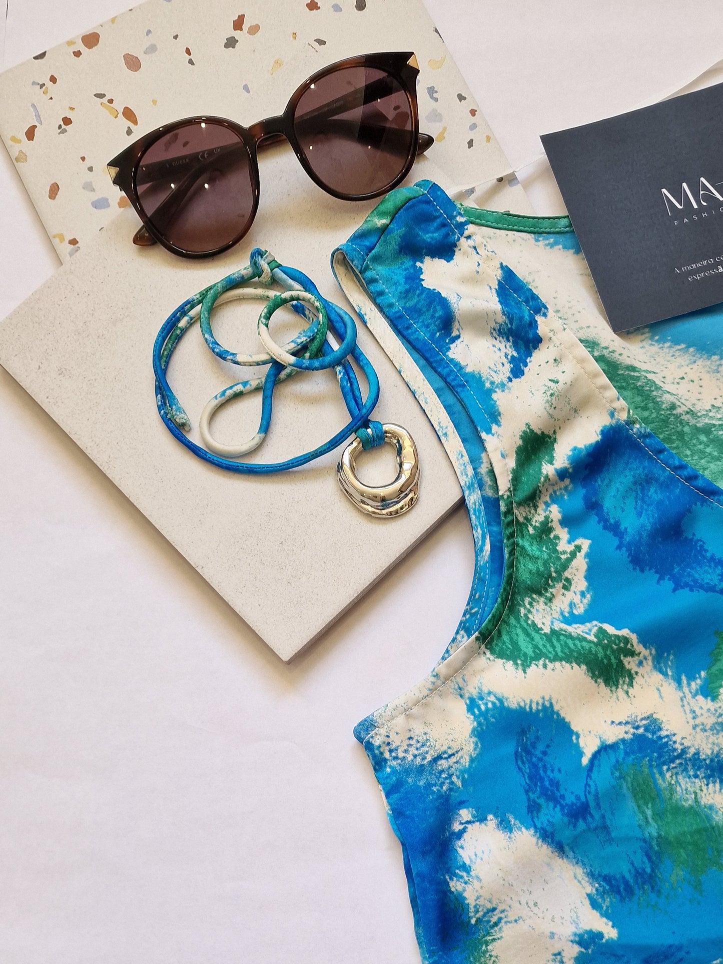 Top estampado azul mulher