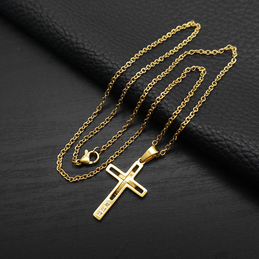 Colar Cruz em Aço Titânio