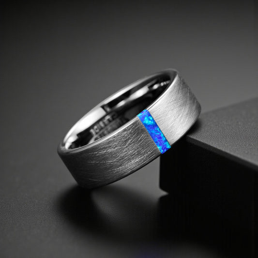 Anel em Aço de Tungsténio Escovado
