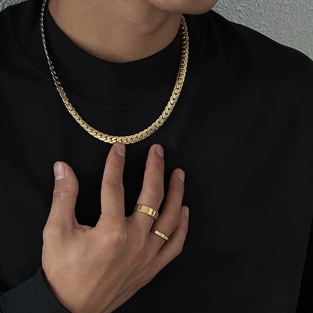 Colar Cubano em Aço Inoxidável 316L