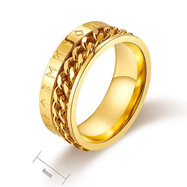 Anel de Corrente Nórdico em Aço Titânio