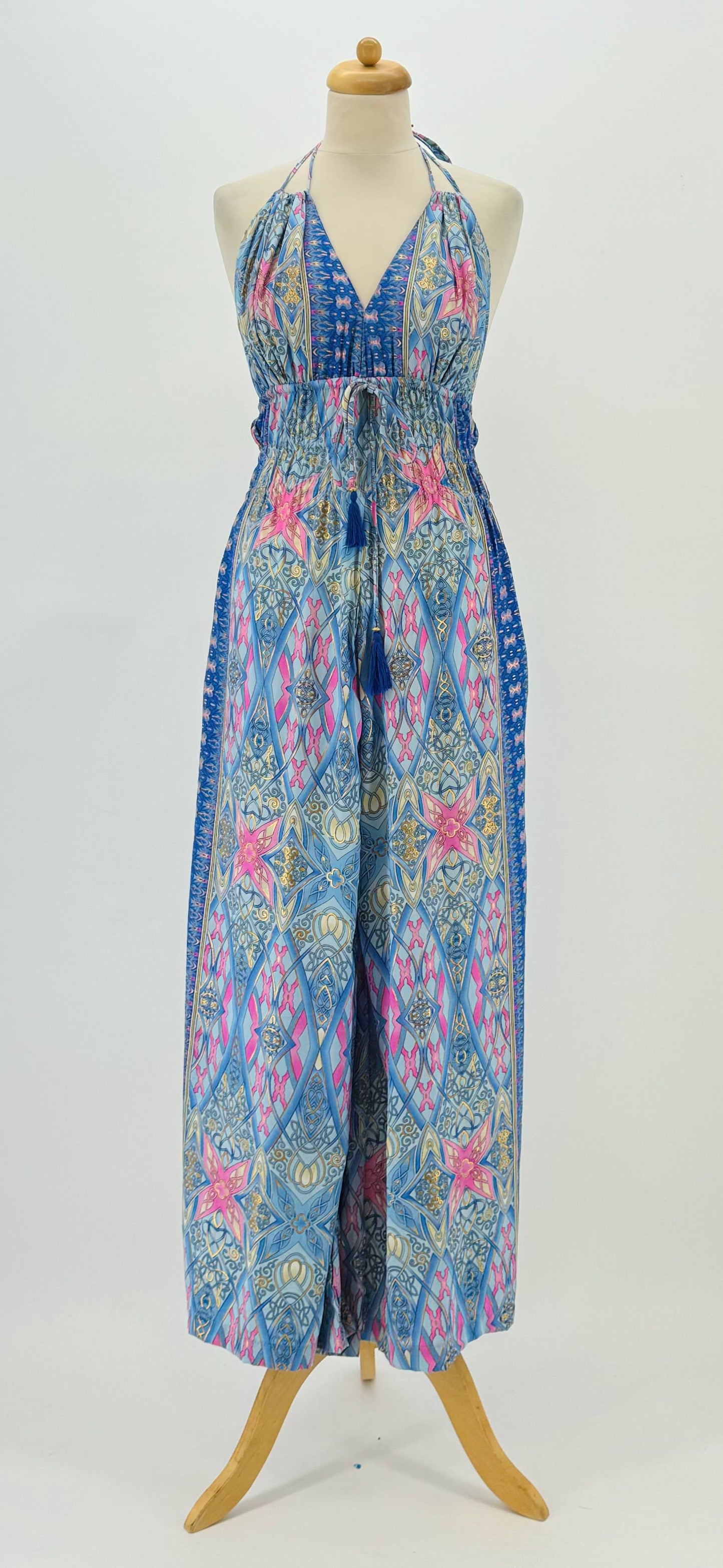SERENITY PRINTED OPEN BACK JUMPSUIT