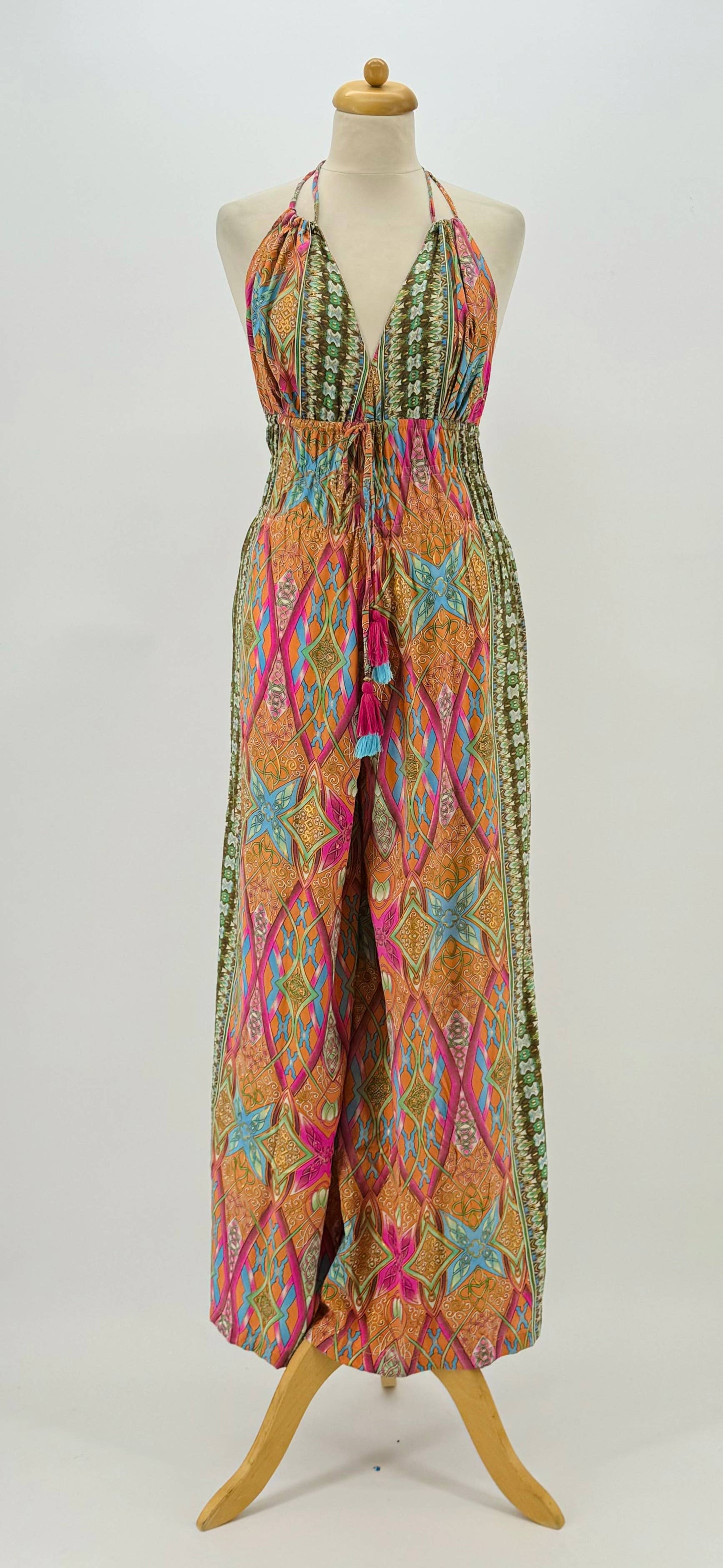 SERENITY PRINTED OPEN BACK JUMPSUIT