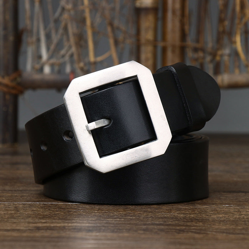 Cinto em Pele Genuína e Aço Inoxidável