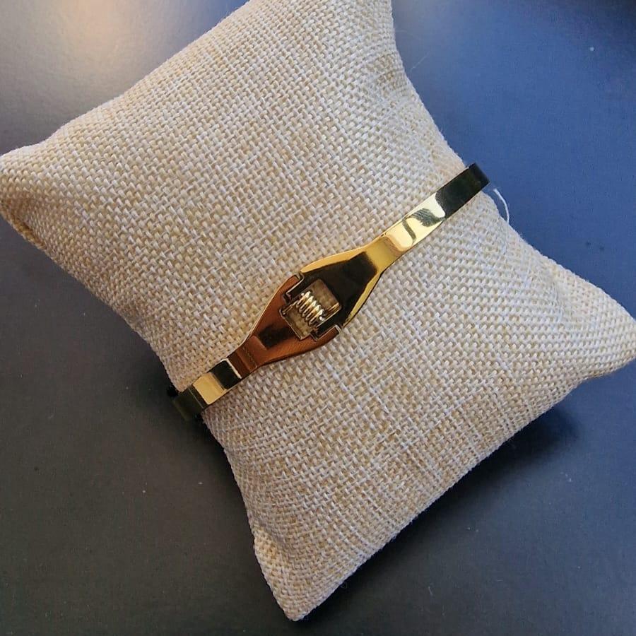 Pulseira rígida aço inoxidável com pedras verde e branca