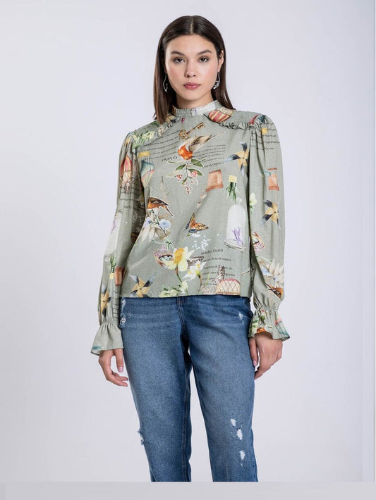 Blusa Manga Longa Estampada