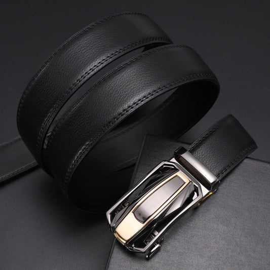 Cinto com Fivela Automática em Pele Genuína para Homem
