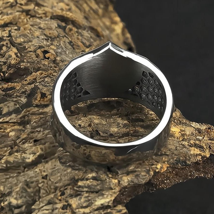 Anel Retrô em Aço Titânio