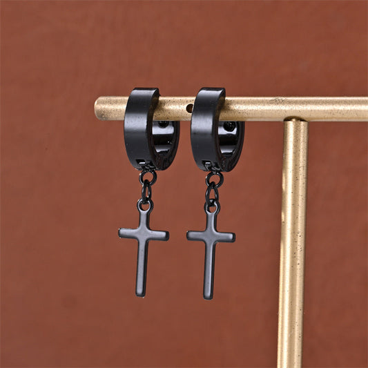 Brincos Cruz em Aço Inoxidável