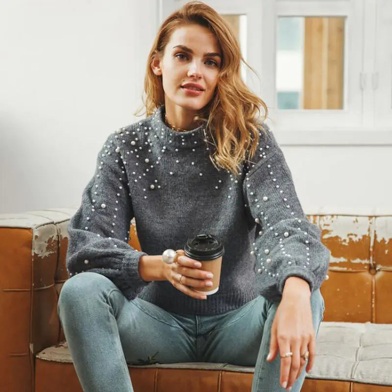 Pearl Decor Knit Sweater