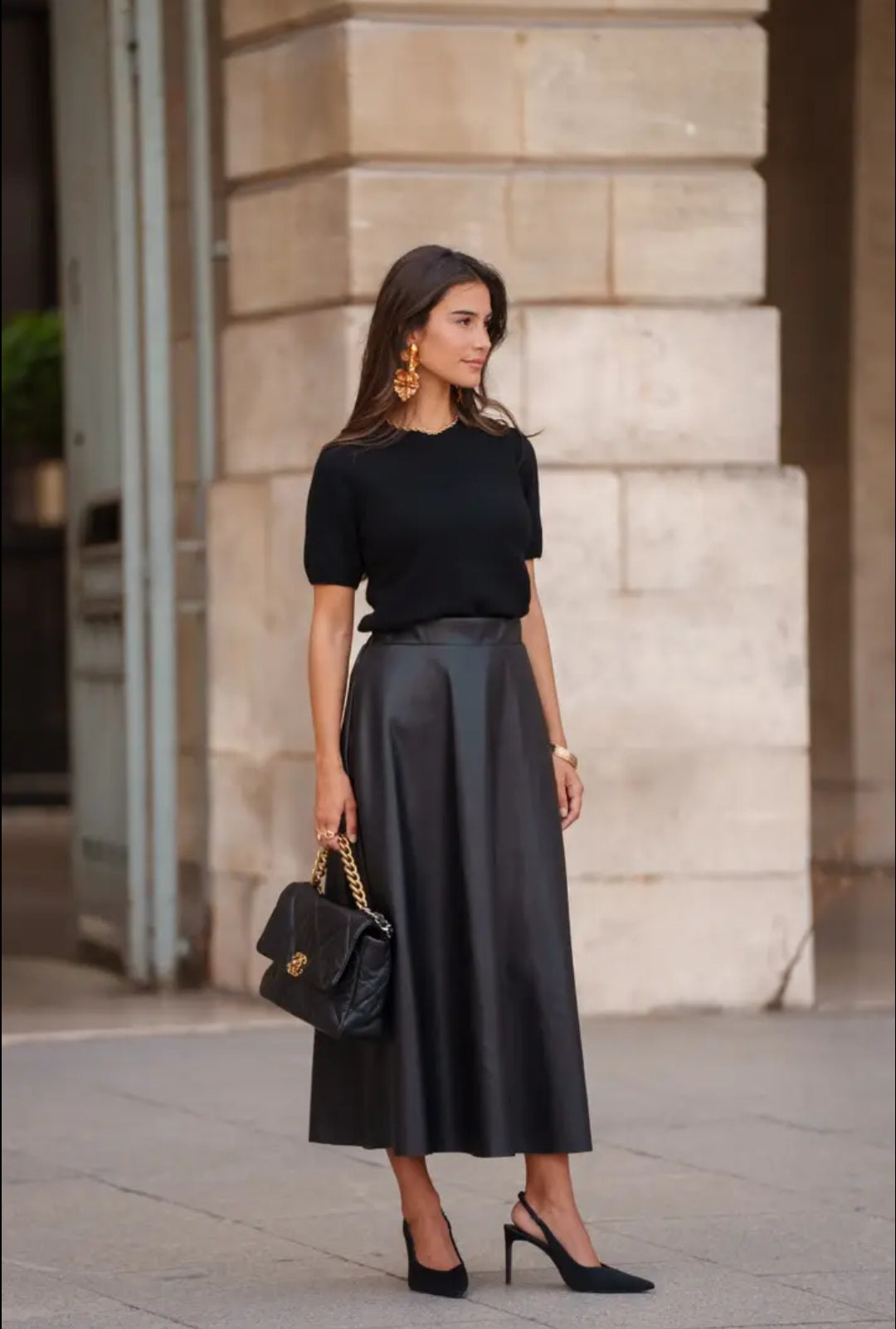 Saia Comprida Camille em Pele Sintética - Moda Sustentável e Versátil