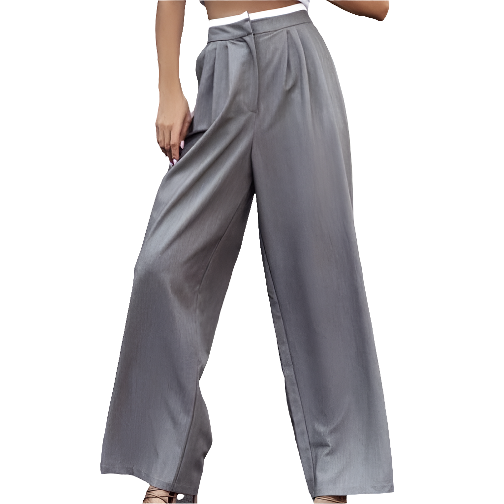 Calça de perna larga com banda