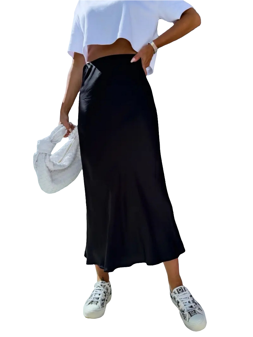 Long satin skirt