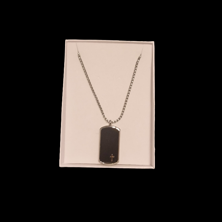 Men's necklace with black medal
