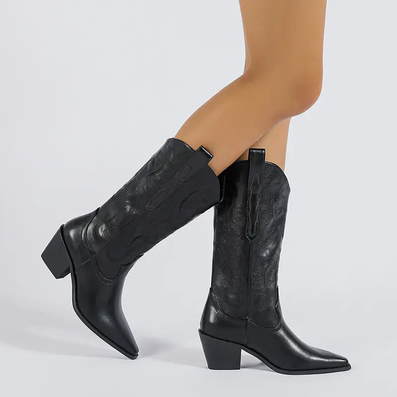 Chunky Heel Mid-Calf Boots for Women - Fall Style