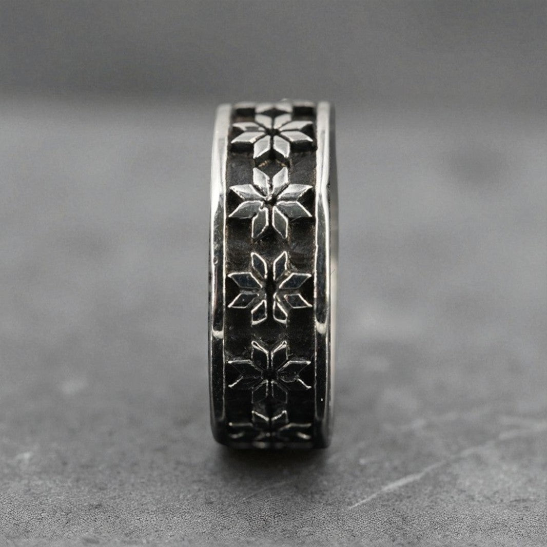 Anel Retrô em Aço Titânio