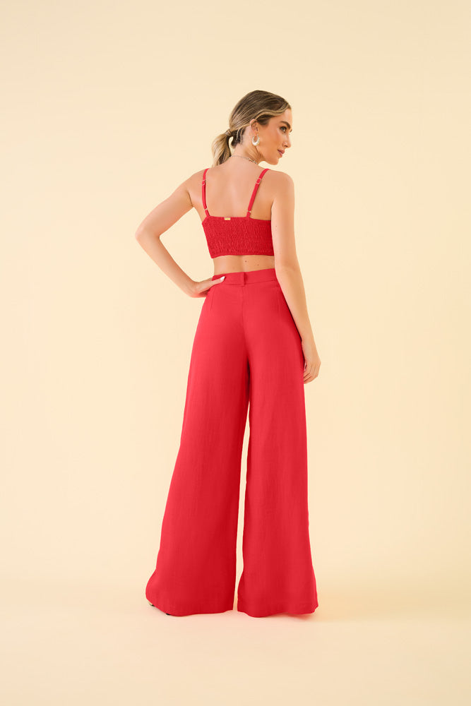 Top vermelho linho