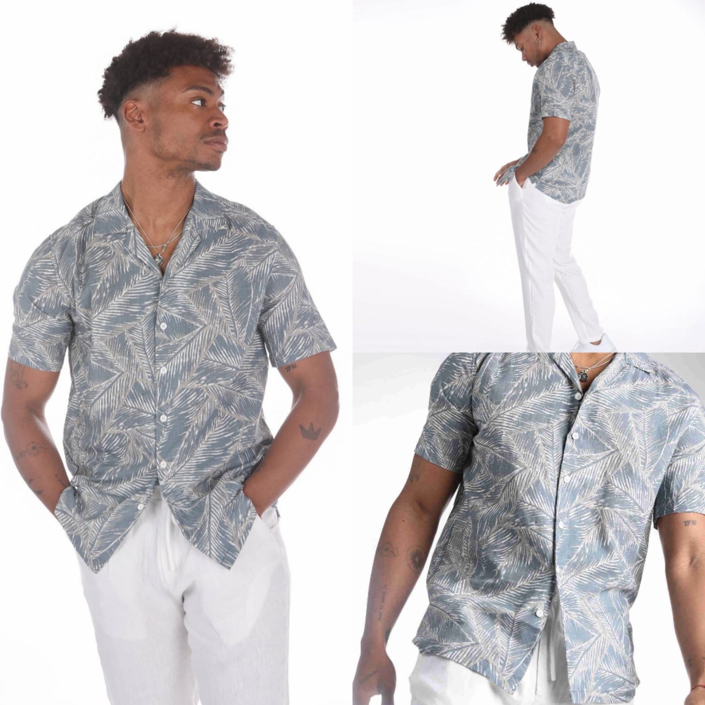 Camisa Masculina Estampada Azul