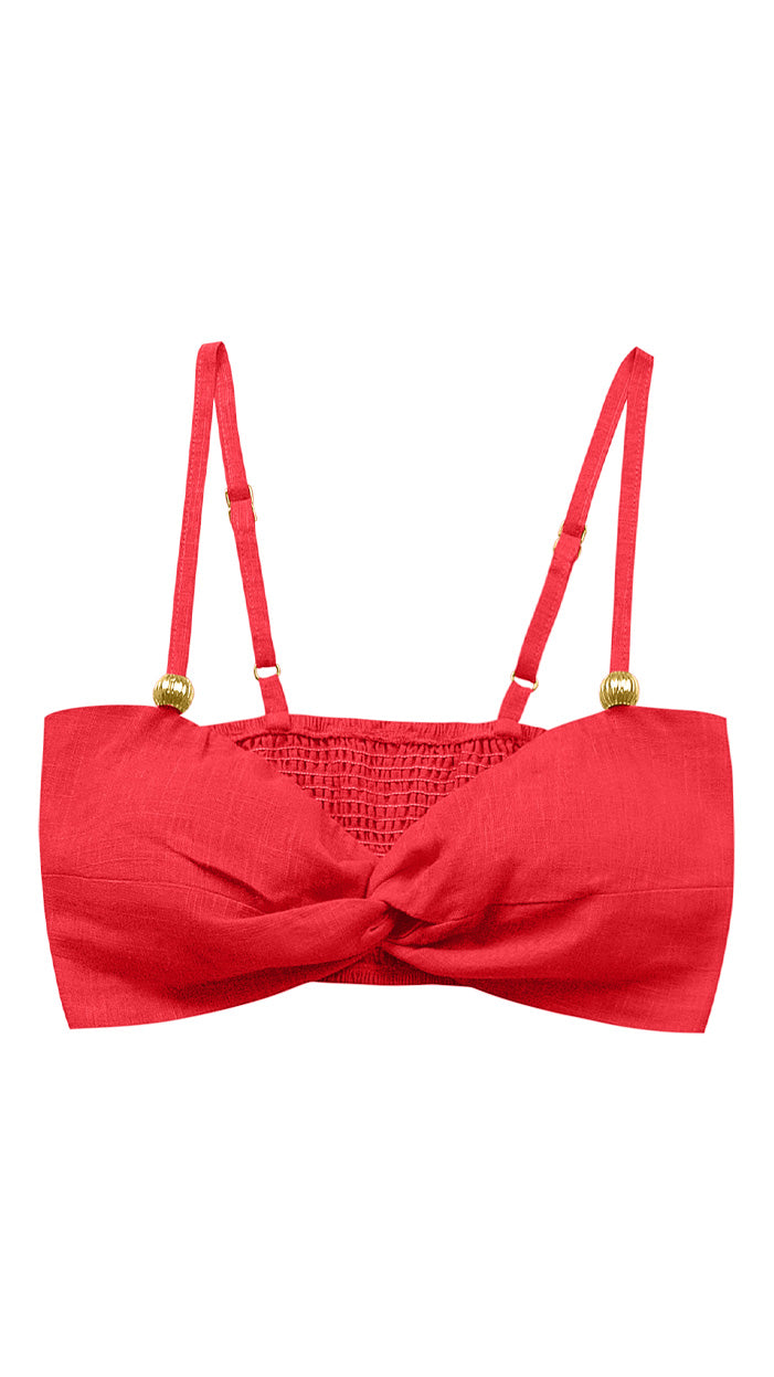 Top vermelho linho