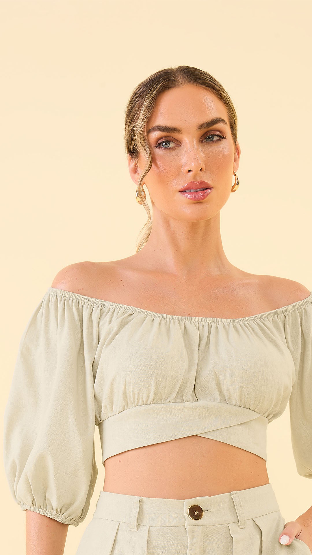 Blusa bege linho