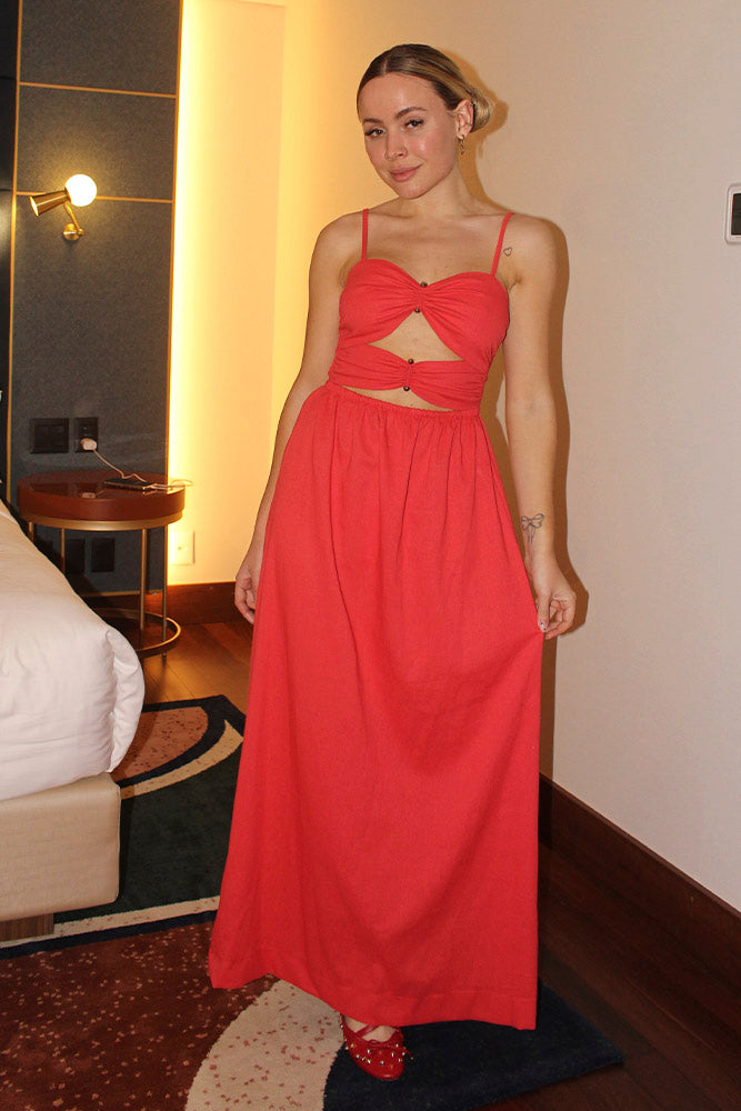 Vestido longo vermelho