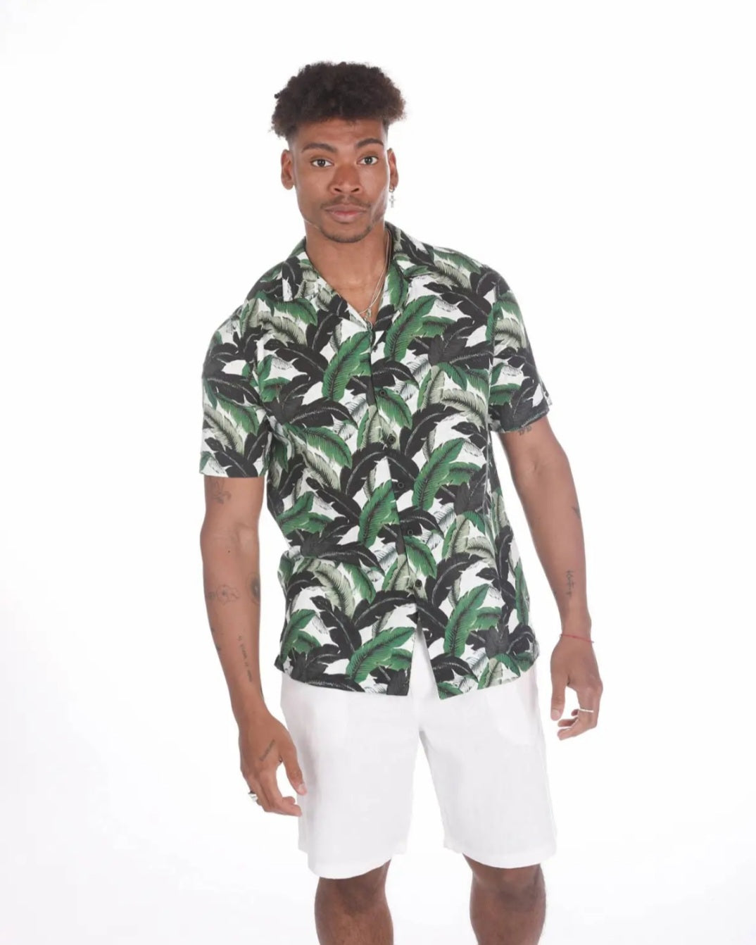 Camisa Estampado Tropical Verde