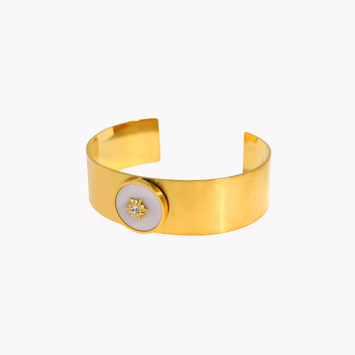 Rigid steel bracelet with natural stone and sun