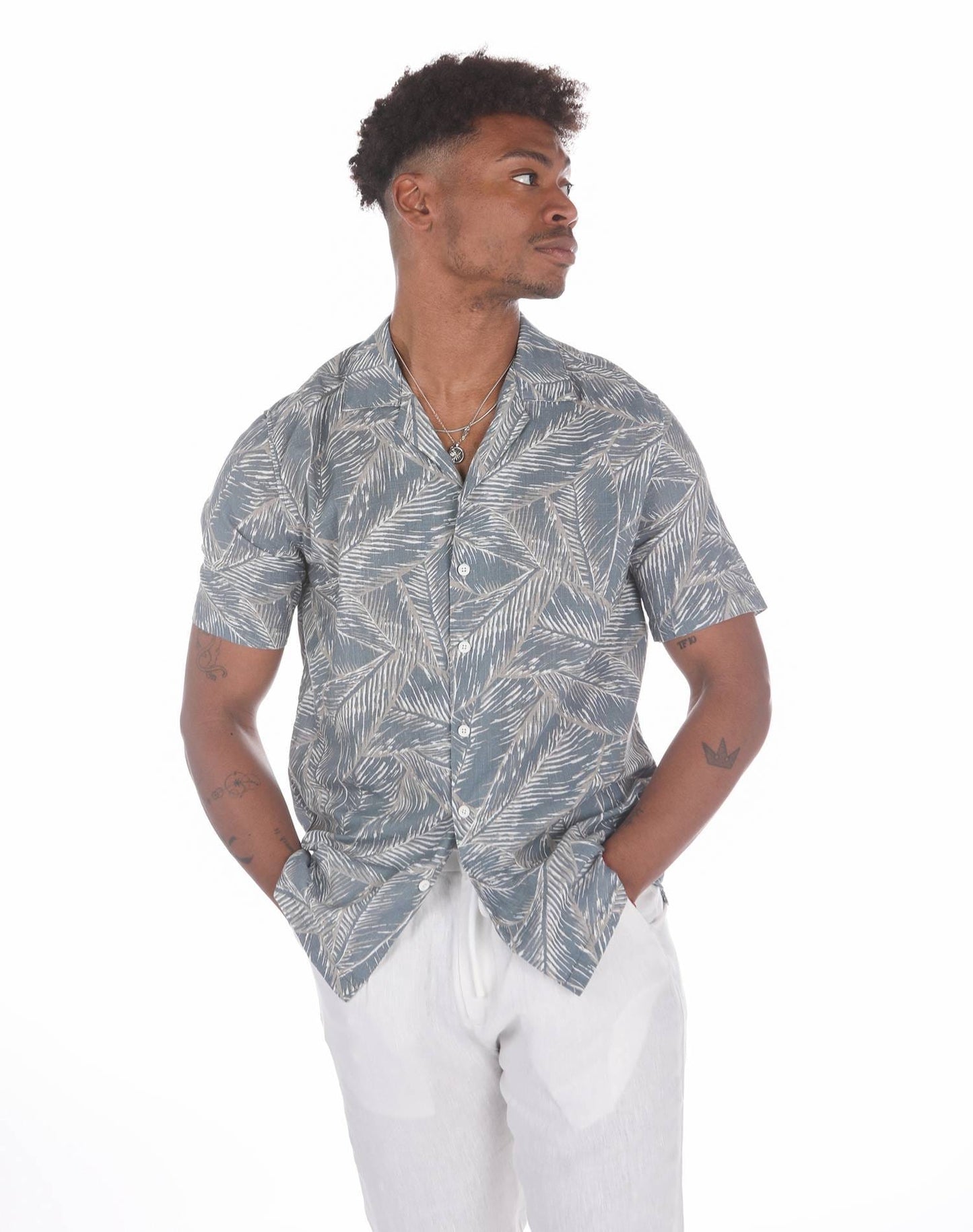 Camisa Masculina Estampada Azul