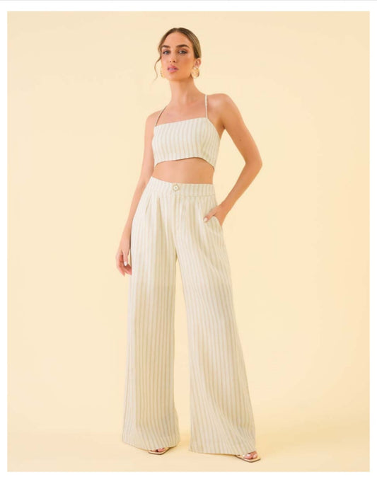 Top em linho listado