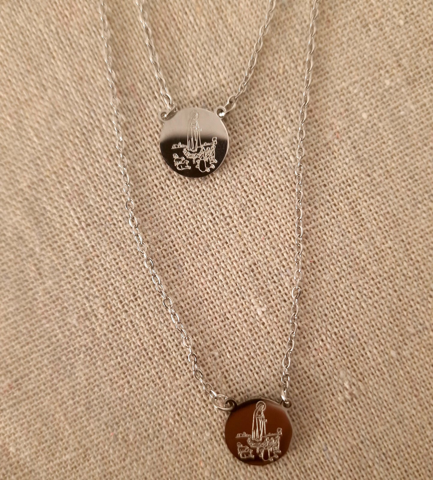 Round Scapular Our Lady of Fatima Stainless Steel