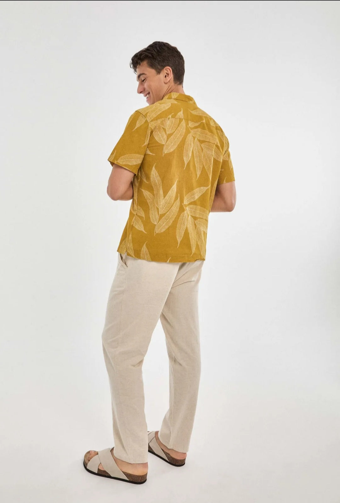 Camisa Estampado Tropical Amarelo