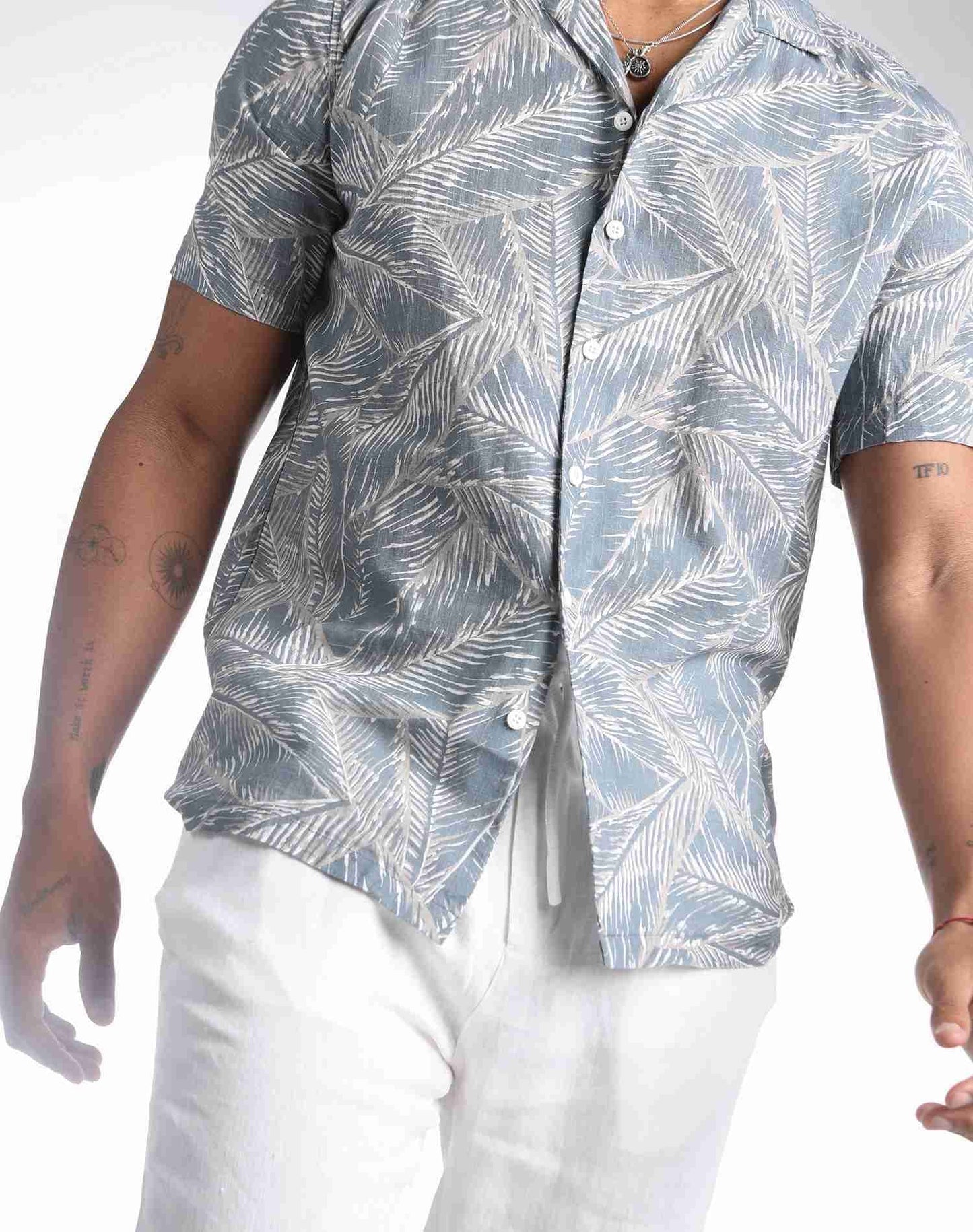 Camisa Masculina Estampada Azul