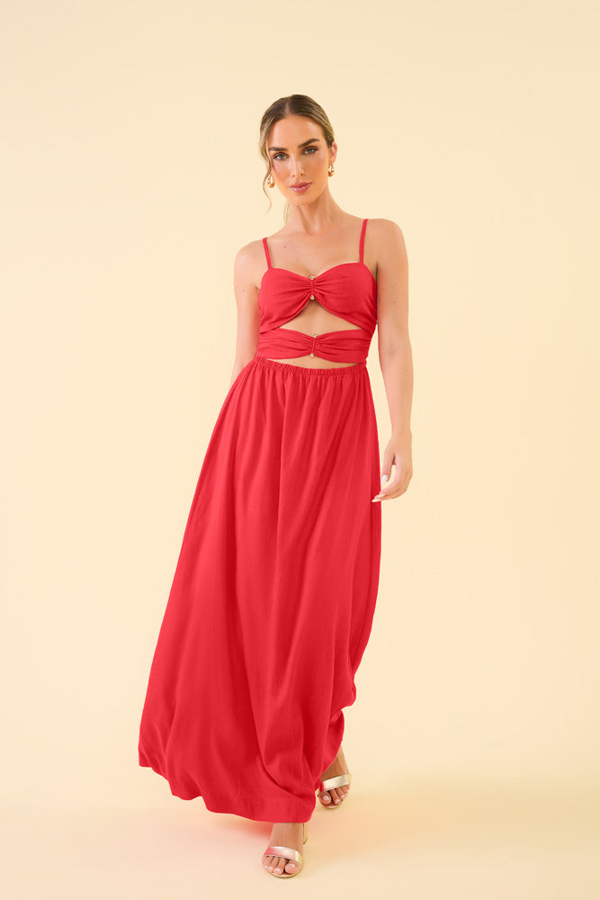 Vestido longo vermelho
