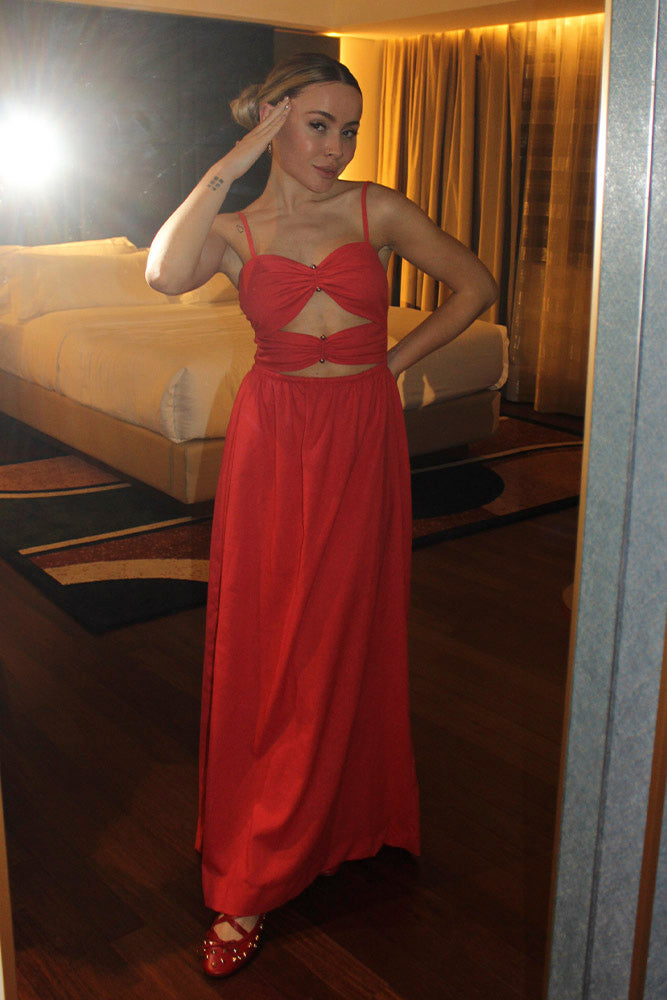 Vestido longo vermelho