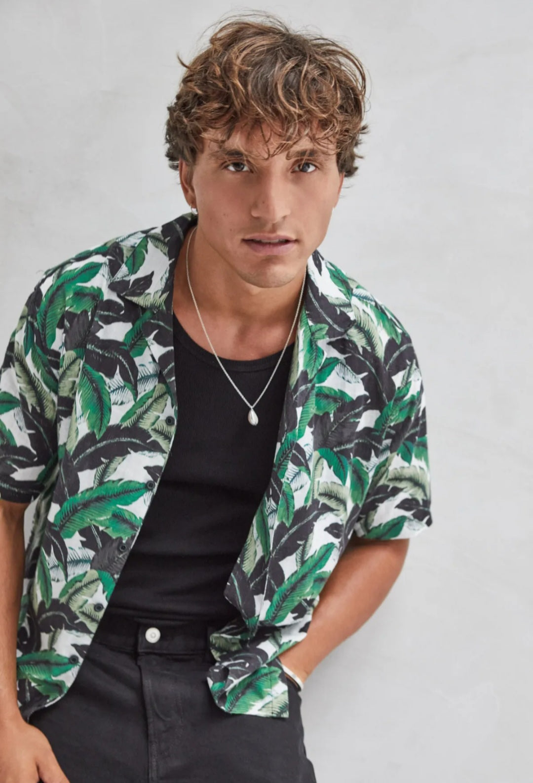 Camisa Estampado Tropical Verde