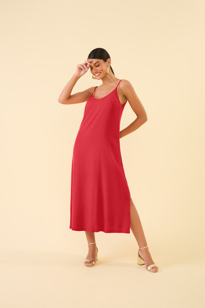 Vestido Midi vermelho