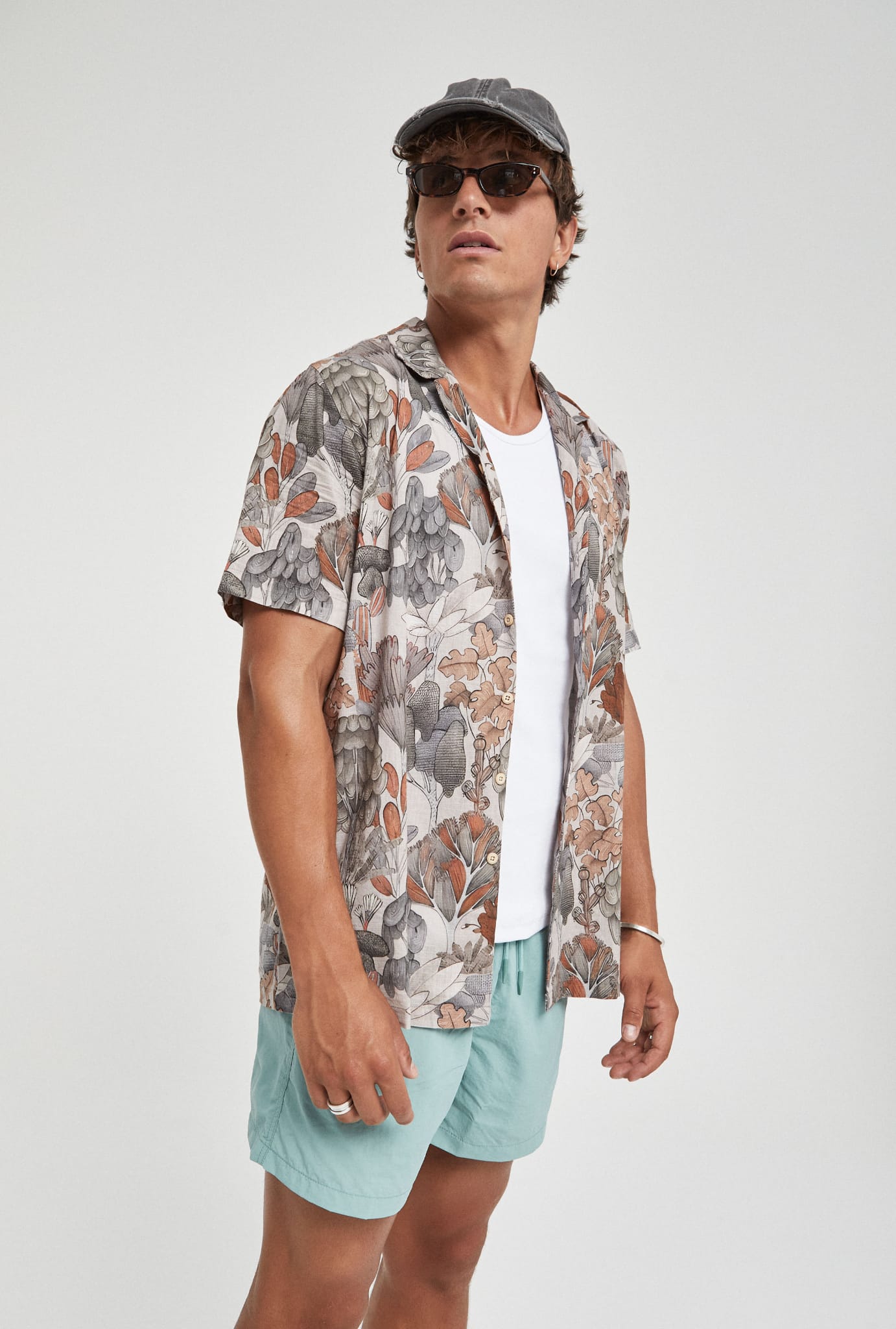 Camisa Masculina Estampada Folhas