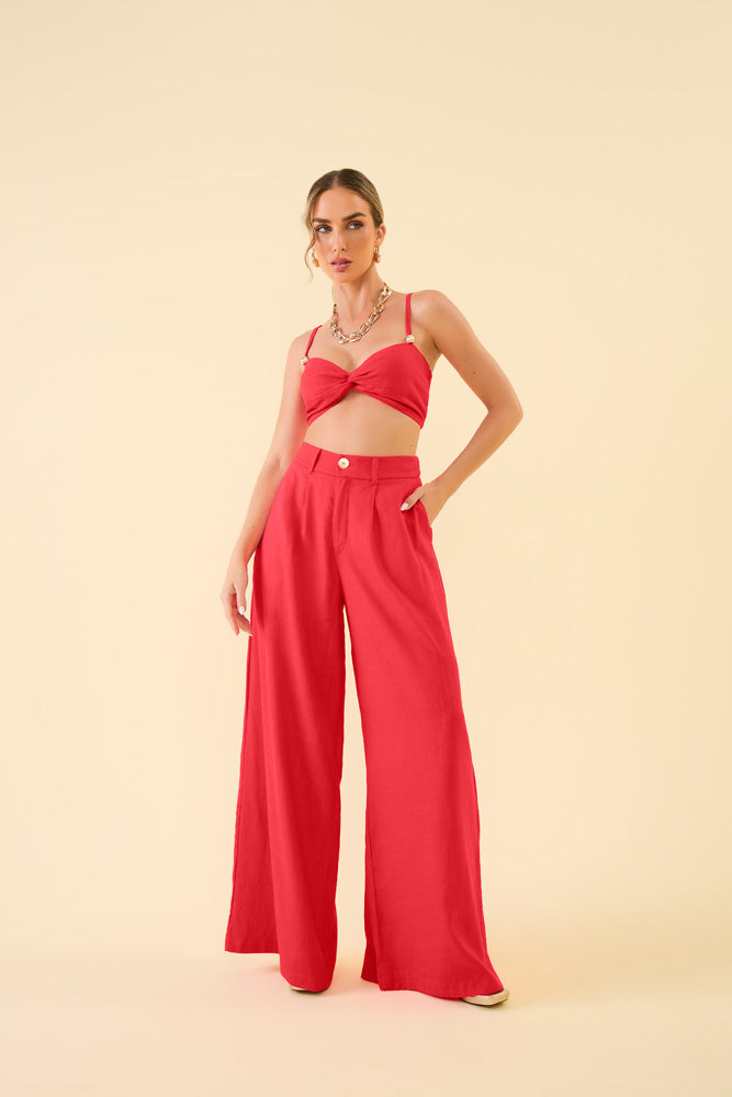 Calça Linho vermelha
