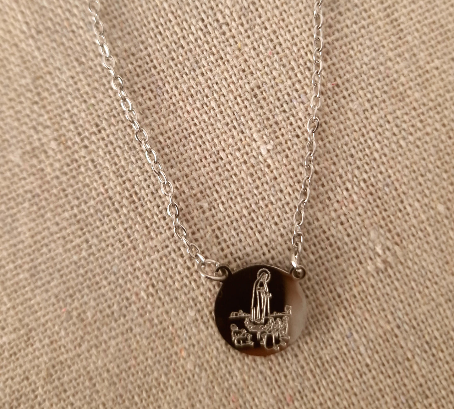 Round Scapular Our Lady of Fatima Stainless Steel