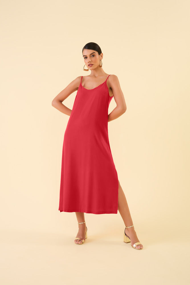 Vestido Midi vermelho