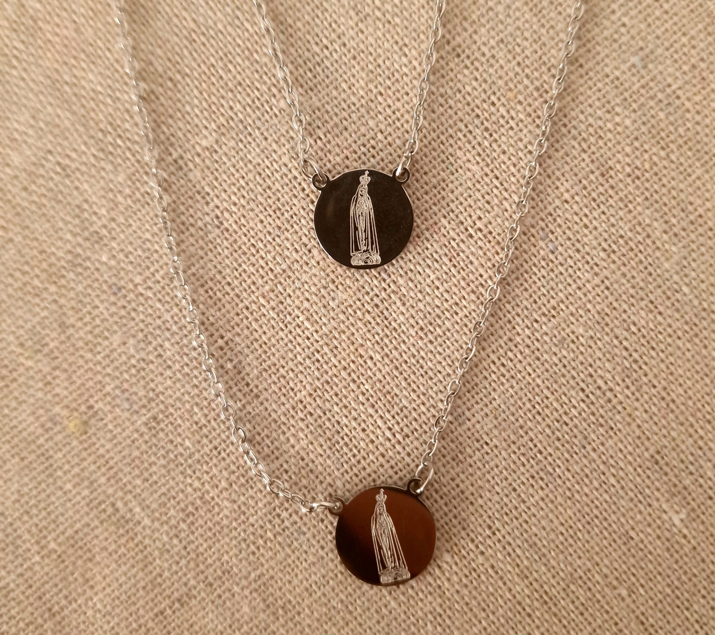 Round Scapular Our Lady of Fatima Stainless Steel
