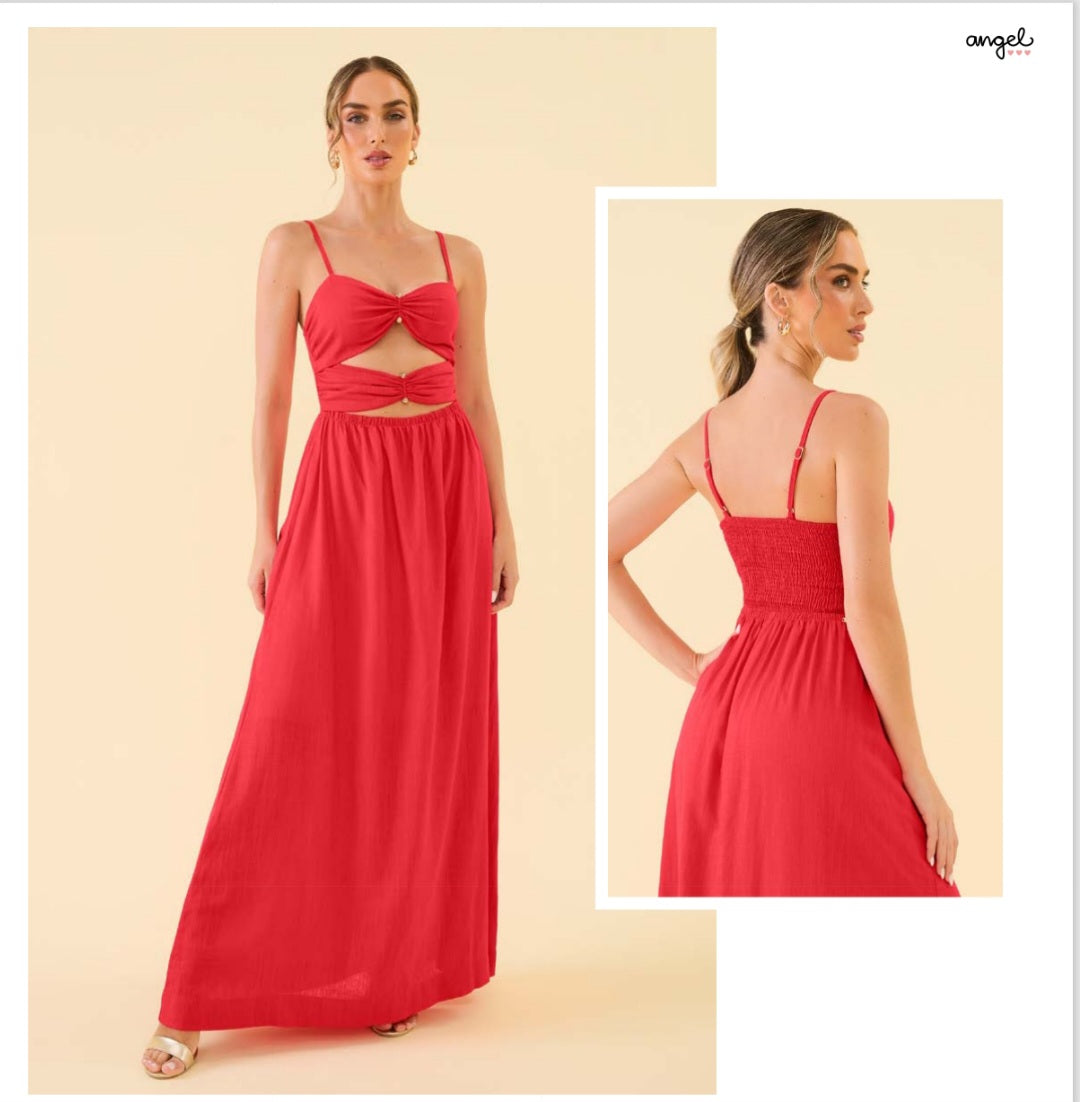 Vestido longo vermelho