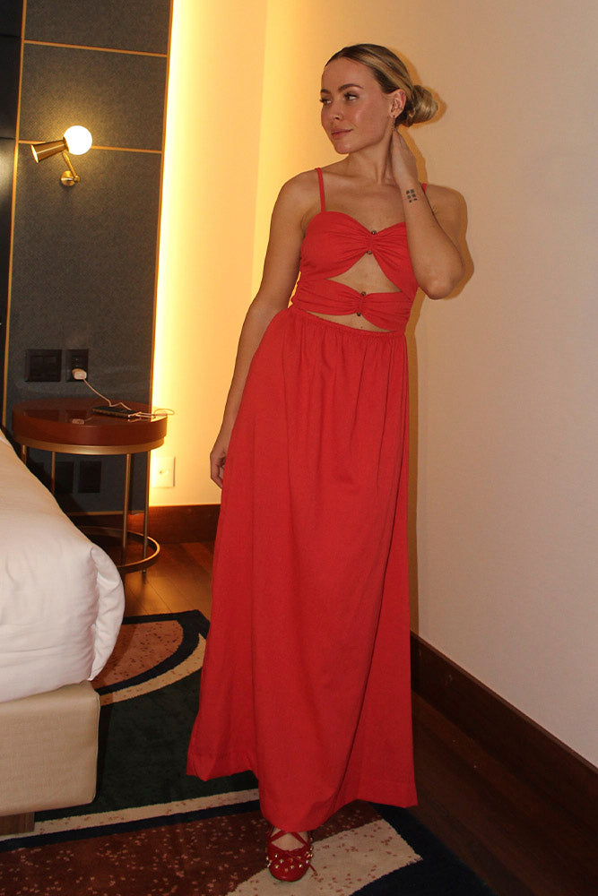 Vestido longo vermelho