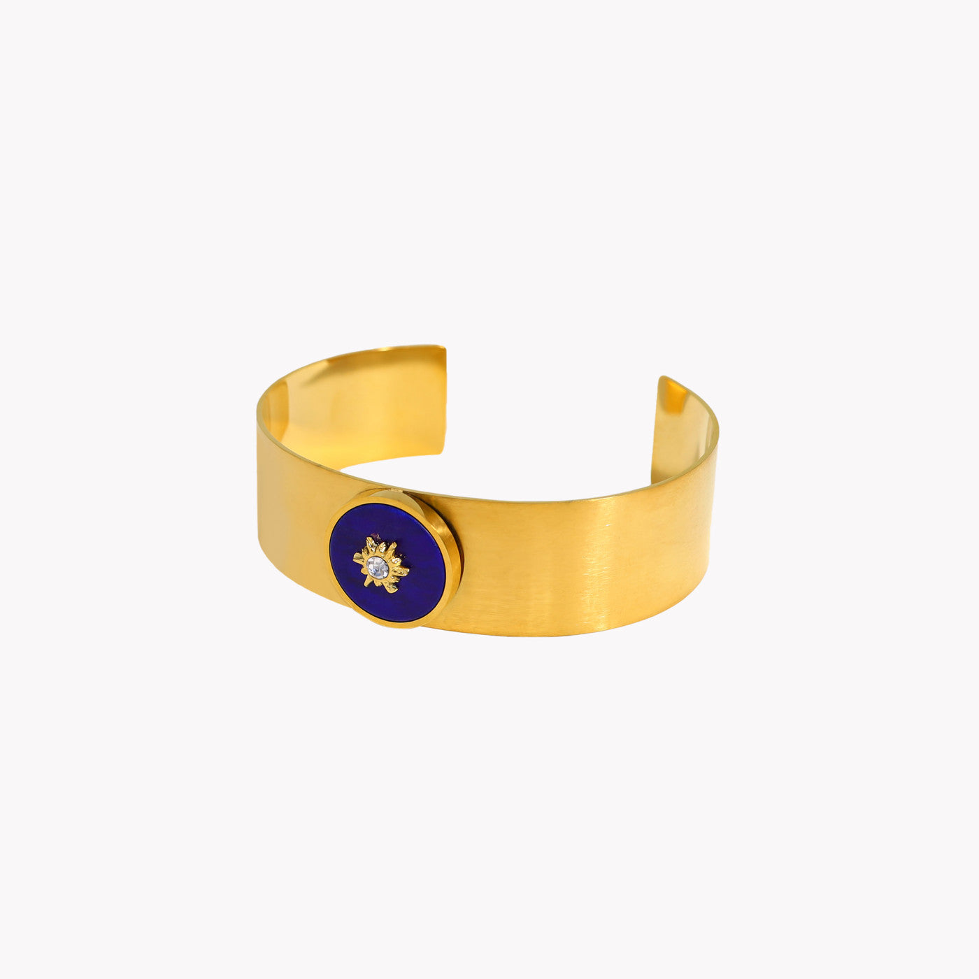 Rigid steel bracelet with natural stone and sun