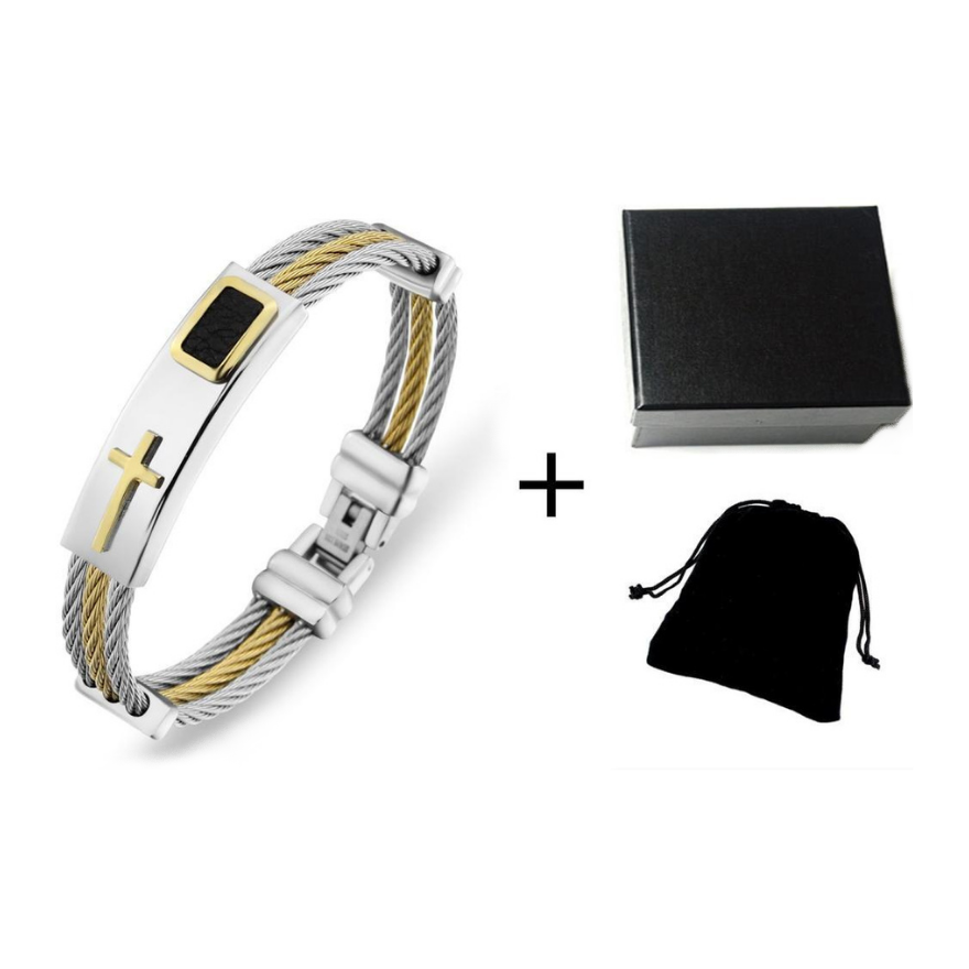 Pulseira Cruz em Aço Inoxidável