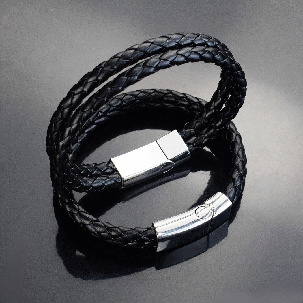 Pulseira Personalizada de Couro e Aço Inoxidável