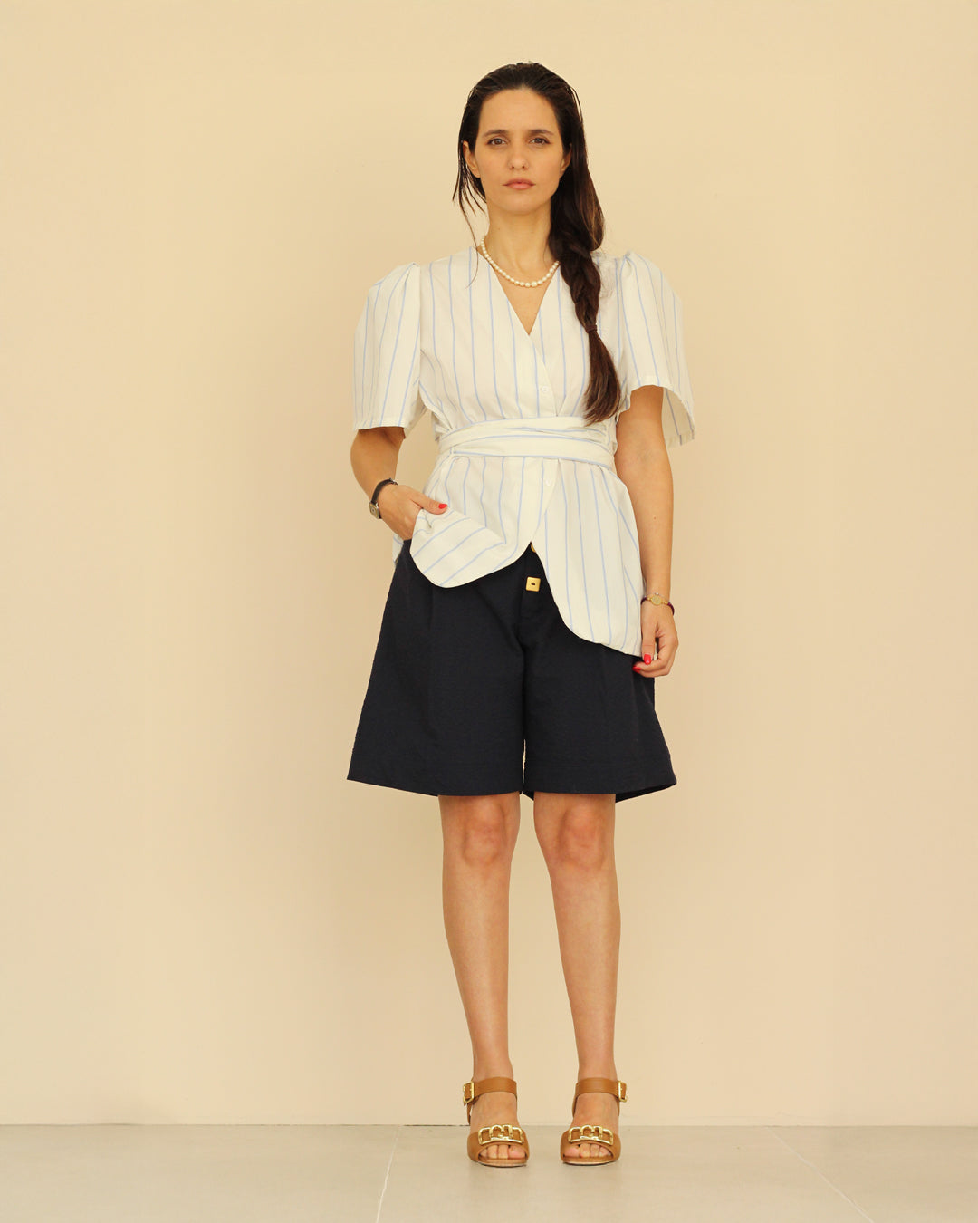 Blusa | Honey “stripes” cinto e manga extra large Adulto